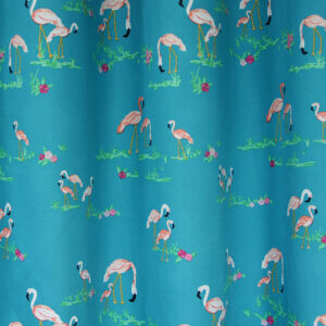 gordijnen, flamingo, blauw, roze, meisjeskamer, meisje