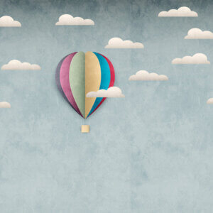 Behang Luchtballon, kinderkamer, babykamer, kinderbehang, 3d, okika, behangwand, behang kopen