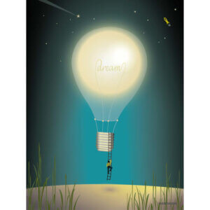 Poster Dreaming, wegdromen, kinderkamer, okika, posters, A5