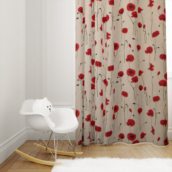 gordijnen Klaprozen, bohemien, fluweel, zacht, vintage, retro, tiener, puber, neutraal, babykamer, zoon, dochter, meisje, jongen, baby babykamer, gordijn kinderkamer, gordijn op maat, gordijn meisjeskamer, kinderkamer, kamer, gordijnen online, gordijn kopen