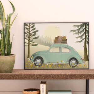 beetle green, poster, beetle, vakantie