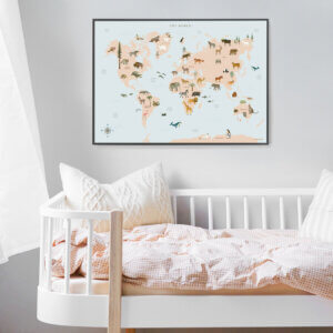 puzzel maken, puzzelen, puzzel voor kinderen, leeftijd 5 tot 9 jaar, prinses, prinses en de er, worldmap with animals