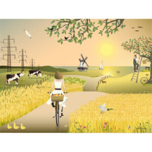 poster A fine day, omdat je zo kunt genieten van een fietstochtje door de Nederlandse polder