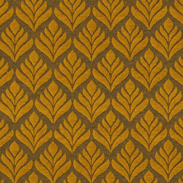Okerkleurig Velvet Retro Bloem gordijn, ideaal voor een warme, vintage sfeer met een luxueuze uitstraling.