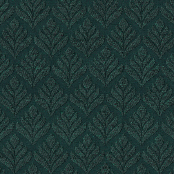 Velvet Retro Bloem stof in groen, met een vintage bloemmotief dat een luxueuze, zachte textuur biedt.