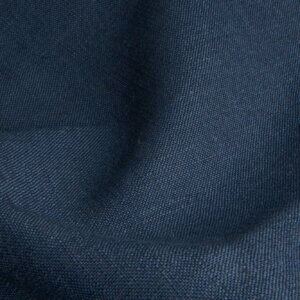 Elegance blauwe stof, vervaardigd uit 54% polyester, 36% viscose en 10% linnen, met een diepe, elegante glans.