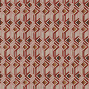 raphic Diamant Rood gordijnstof met geometrisch patroon in rode tinten, ideaal voor een moderne en stijlvolle kamerinrichting.