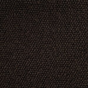 Close-up van bouclé gordijnstof in chocoladebruin (BB2304 Okika), met onregelmatig lusjespatroon en grof geweven textuur.