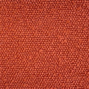 Detail van patroon, bouclé gordijnstof in terrakleur (BB2313 Okika), met zichtbare grove lusstructuur en warme, natuurlijke uitstraling.
