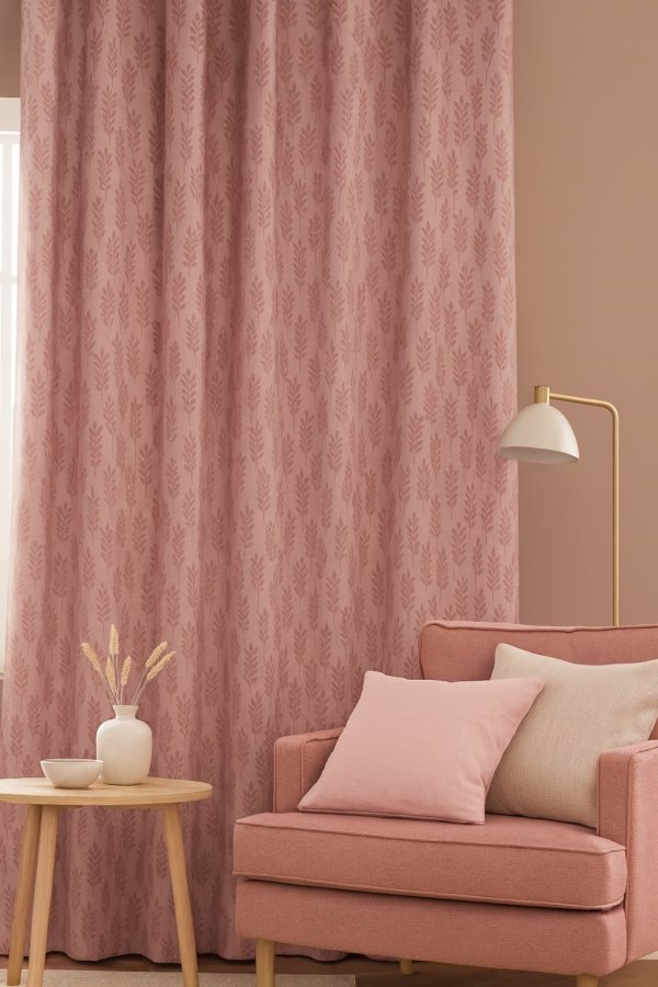 Leaves blush gordijnen sfeerimpressie woonkamer