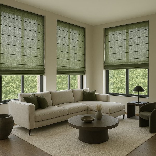 Vouwgordijnen linnen maison groen - Afbeelding 2