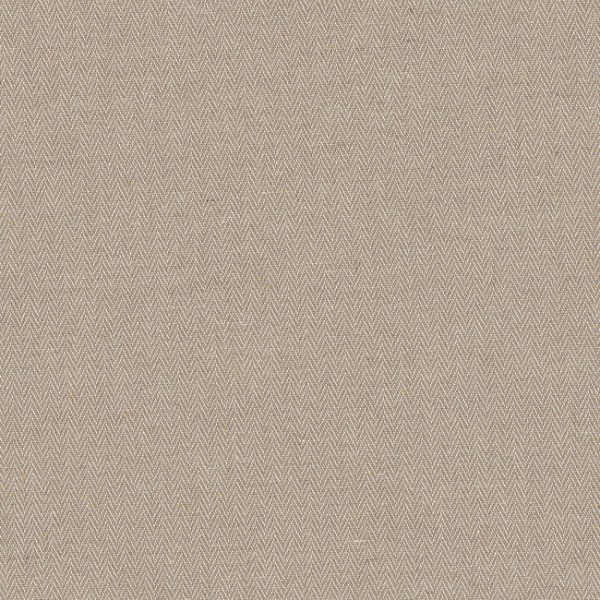 Detail van zandkleurige linnenlook gordijnstof met visgraatstructuur – Okika