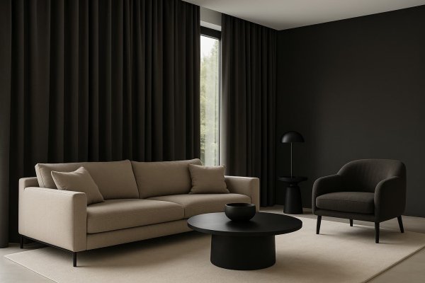 voorbeeld van de lichtdoorlatendheid in een woonkamer met overgordijnen