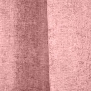 Licht roze chenille velvet gordijnen (SYM2695) — sfeerbeeld in de plooi met volle, zachte valling