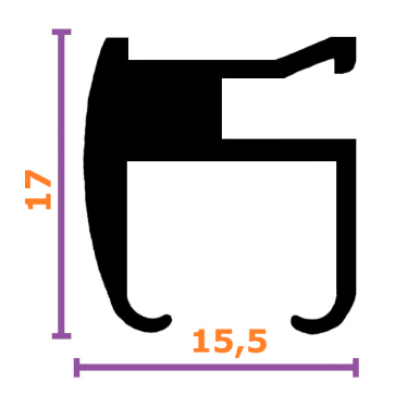 Gordijnrails wave zwart met bocht per 0,5 m - Afbeelding 2