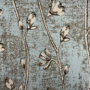 Gordijnen jacquard flora blauw