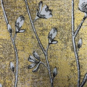 Gordijnen jacquard flora okergeel