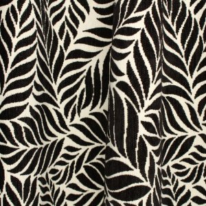 Gordijnen jacquard blad zwart