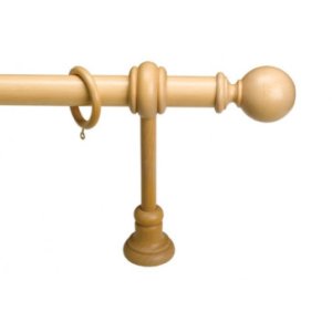 Houten Gordijnroede met bol 28mm naturel per 0,5m