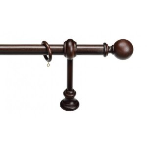 Houten Gordijnroede met bol 28mm noten per 0,5m
