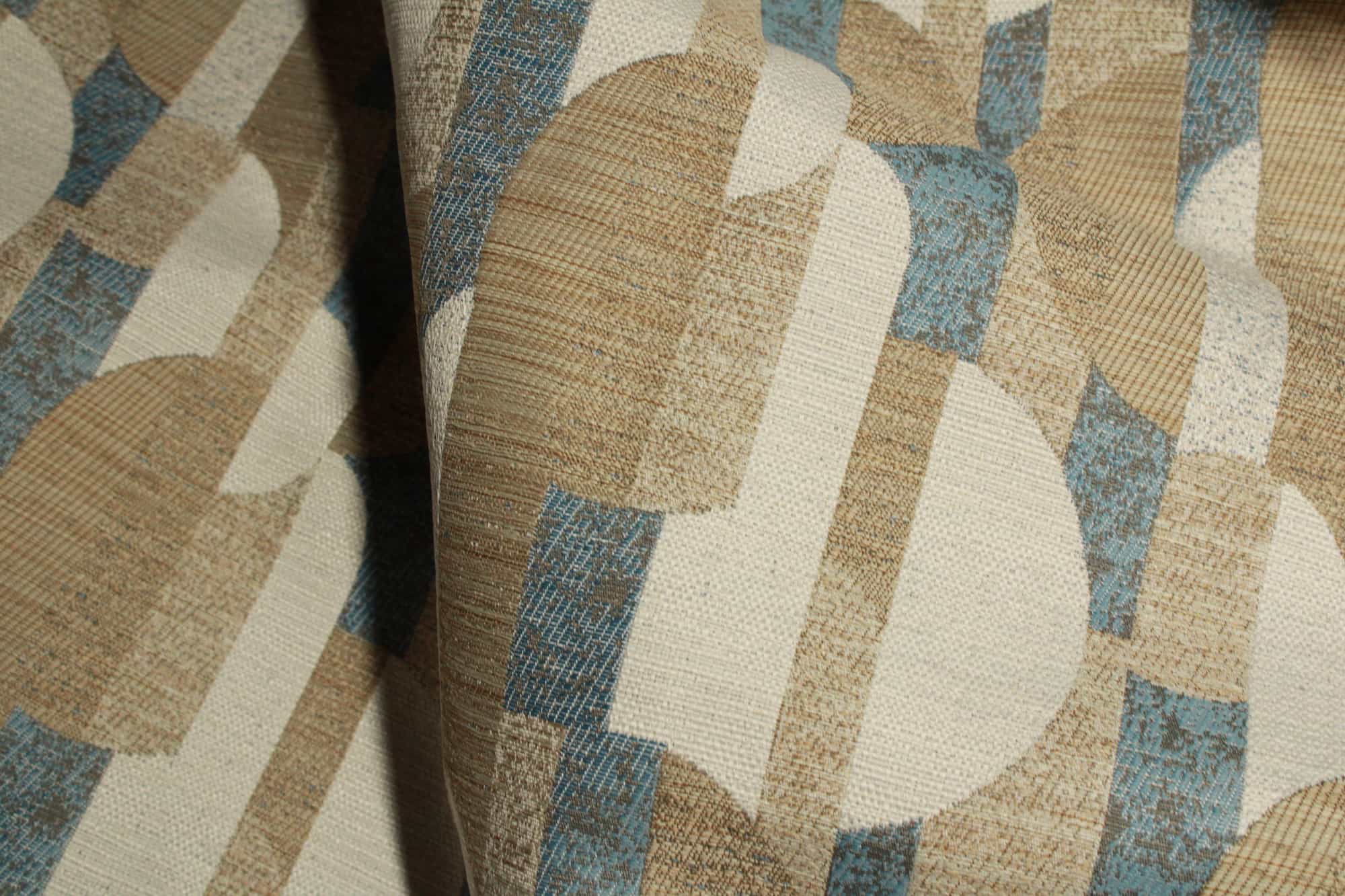 close up stofstructuur van blauwe vintage gordijnen