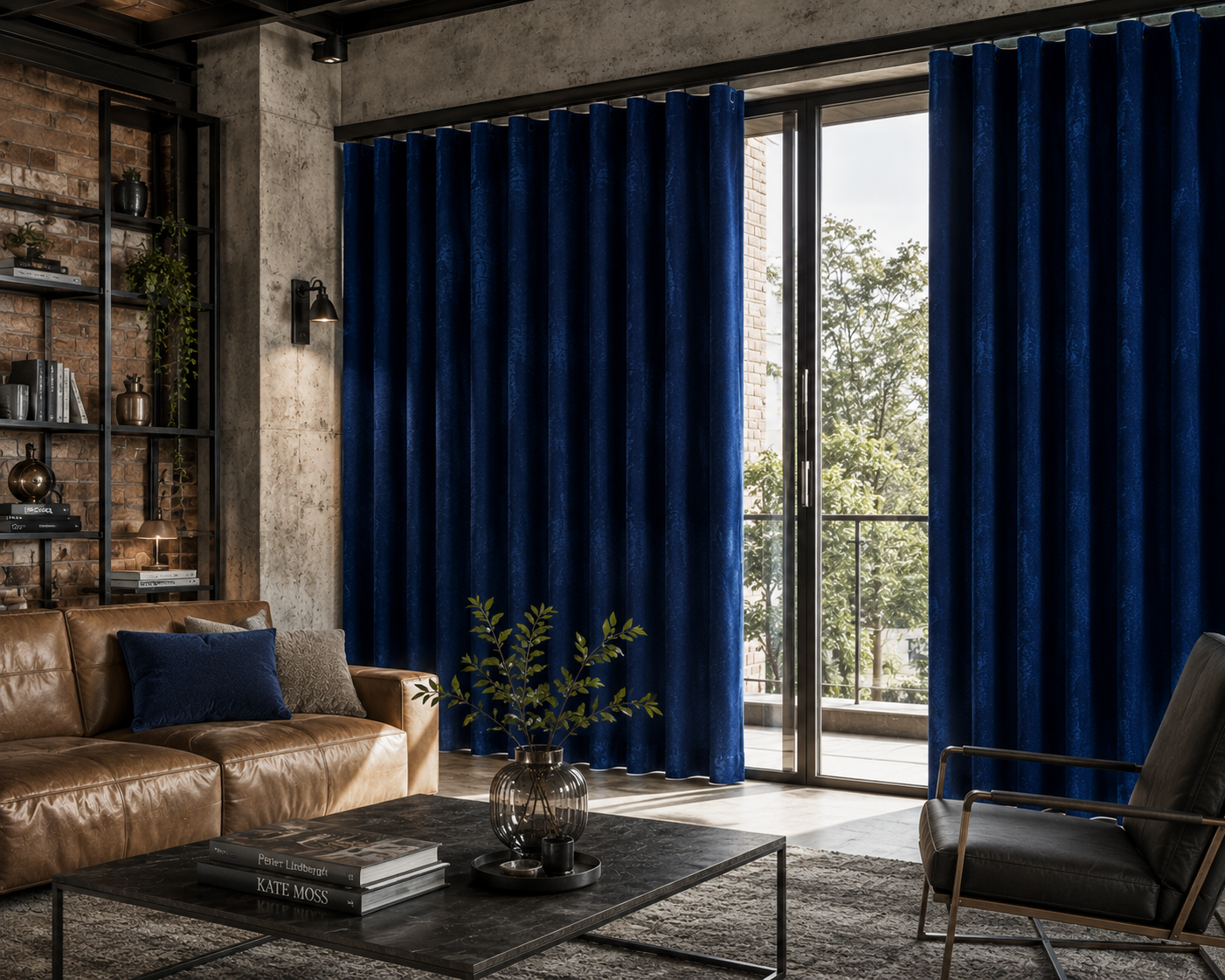 Gordijnen chenille kobalt blauw - Afbeelding 3