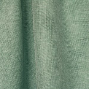 mintgroene linnenlook vitrage DES2610 die mooi in de plooi hangt.